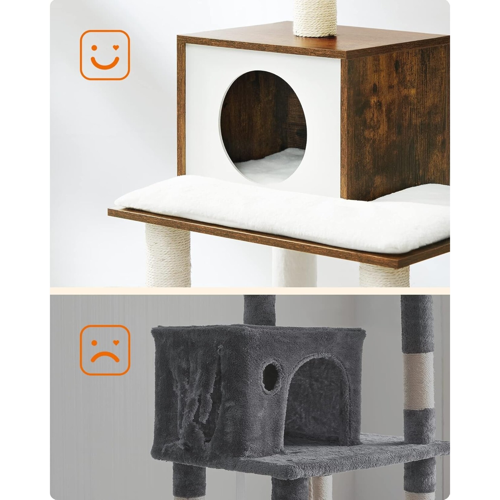 Bobbel Home Bobble Home - Cat Scratching Post, Scratching Post Made of Natural Sisal Rope, Scratching Post with Plush Toy Ball, Scratch Protection for Furniture, 73 cm High, Vintage Brown