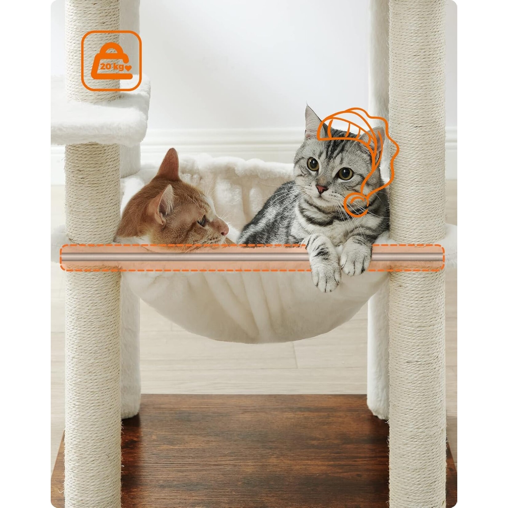 Bobbel Home Bobble Home - Cat Scratching Post, Scratching Post Made of Natural Sisal Rope, Scratching Post with Plush Toy Ball, Scratch Protection for Furniture, 73 cm High, Vintage Brown