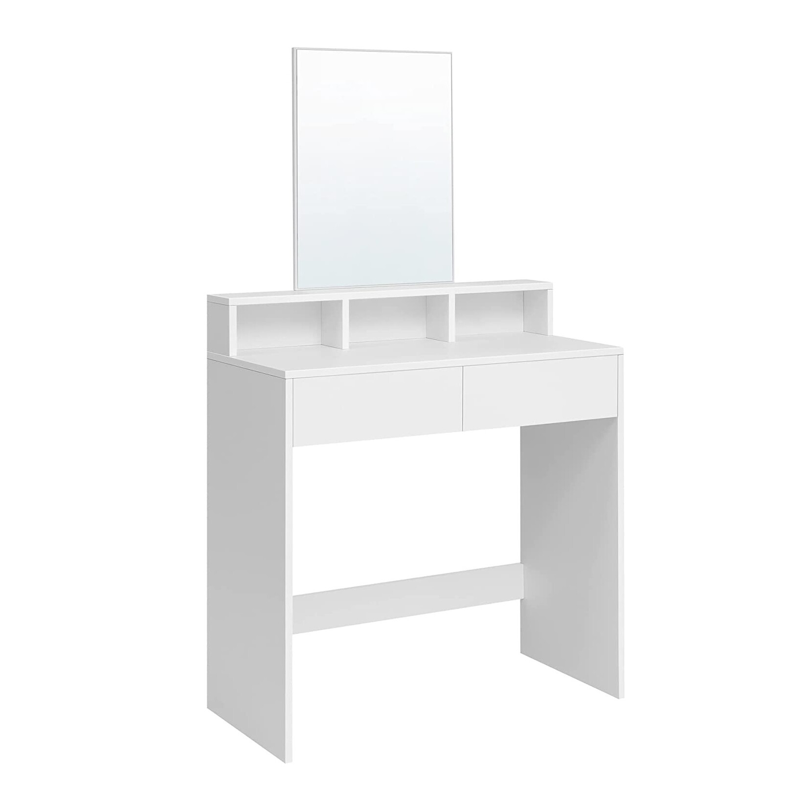 Bobbel Home Bobbel Home - Kaptafel met rechthoekige spiegel - Met 2 lades & 3 open vakken - Wit