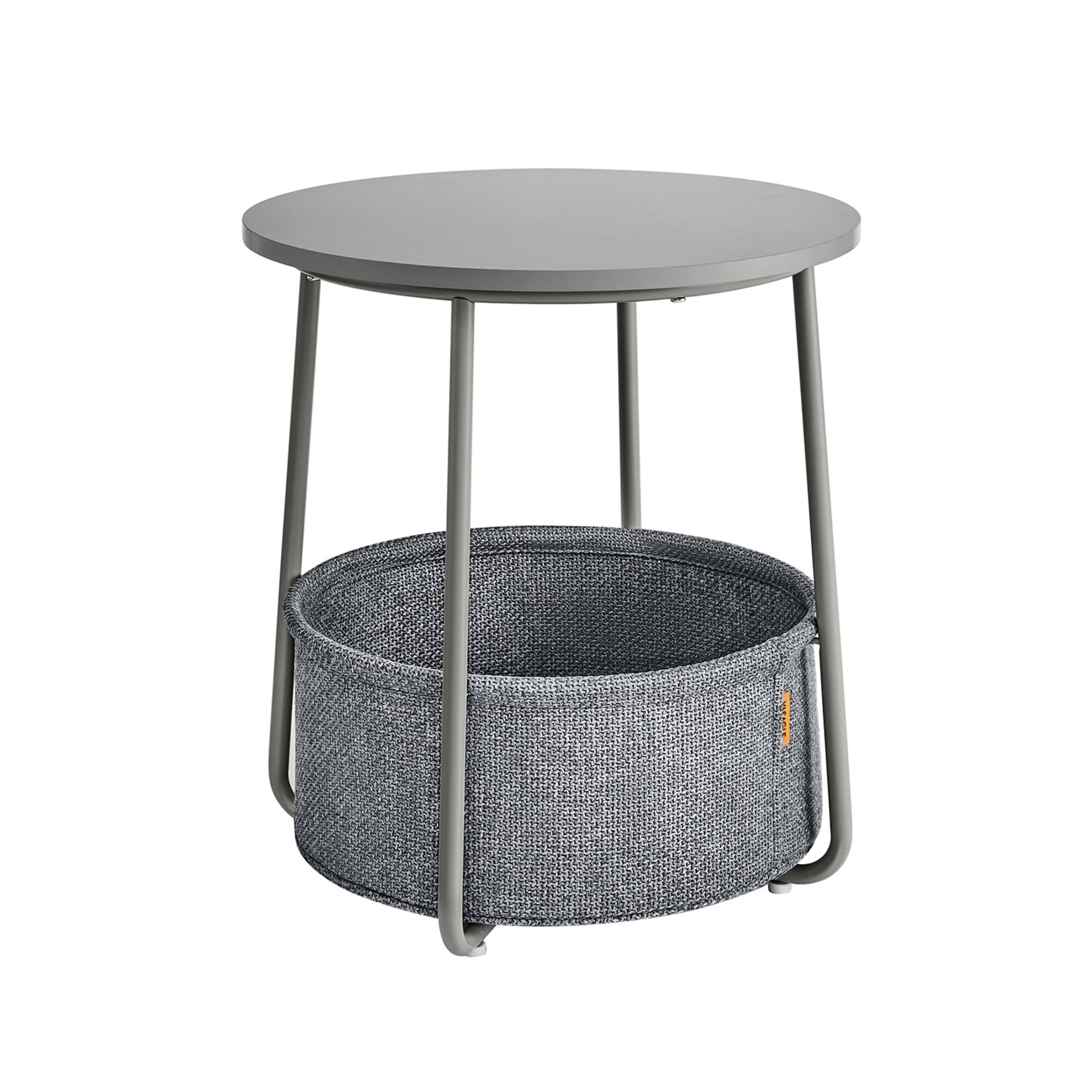 Parya Home Parya Home ronde bijzettafel, kleine tafel, salontafel klein, woonkamertafel, stoffen mand, opbergruimte voor woonkamer slaapkamer, modern nachtkastje, duifgrijs-leigrijs