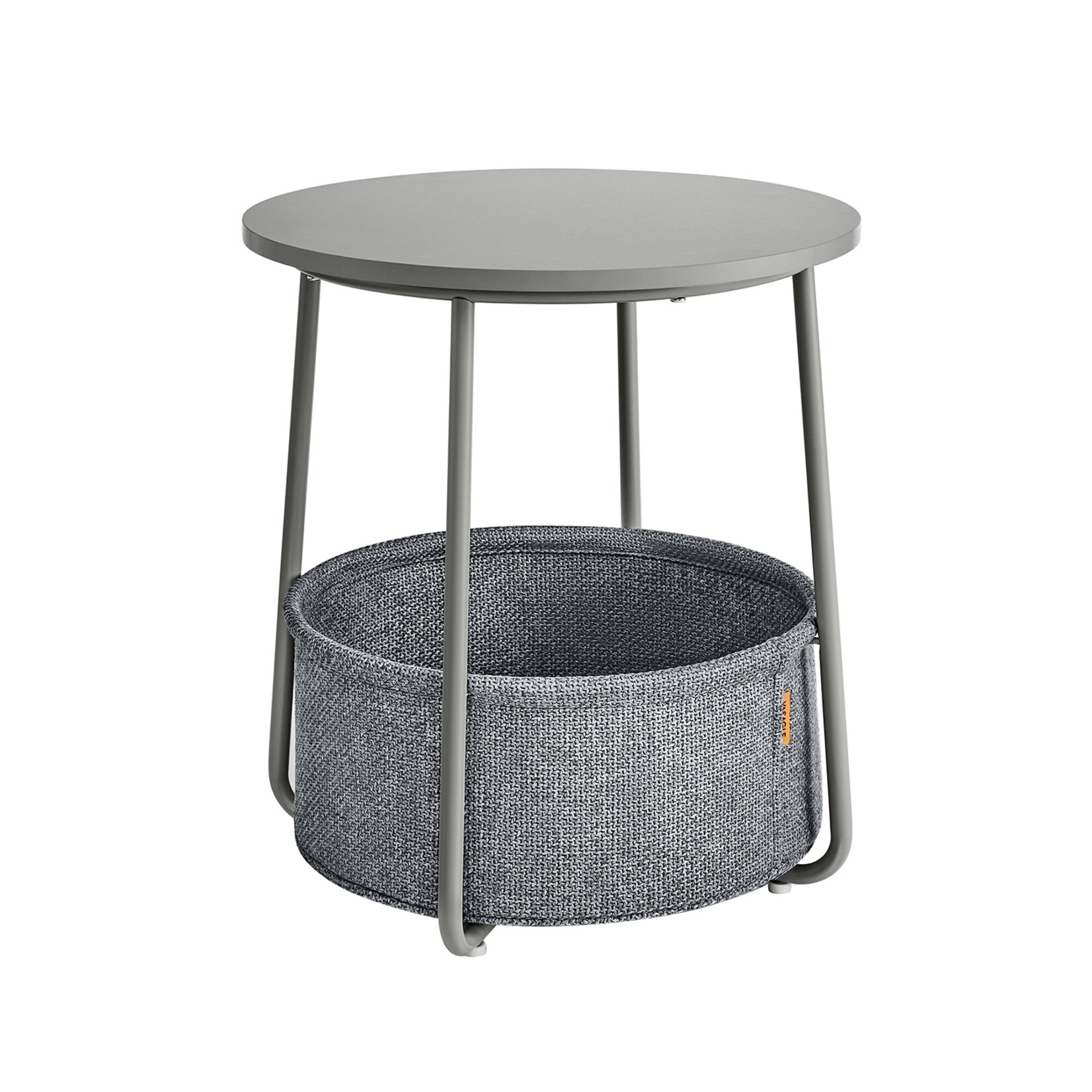 Parya Home round side table, small table, small coffee table, living room table, fabric basket, storage space for living room bedroom, modern bedside table, dove gray-slate gray