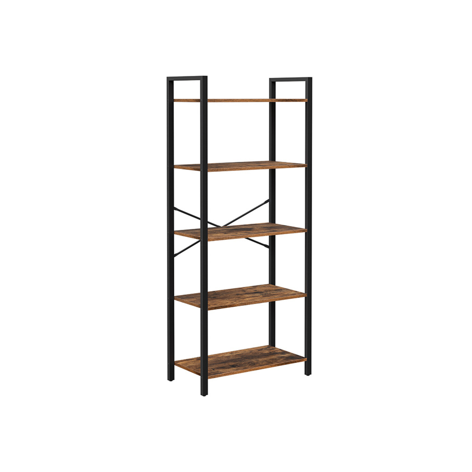 Parya Home Para Home bookcase with steel frame, for living room, office, study, hall, industrial style, rustic brown and black