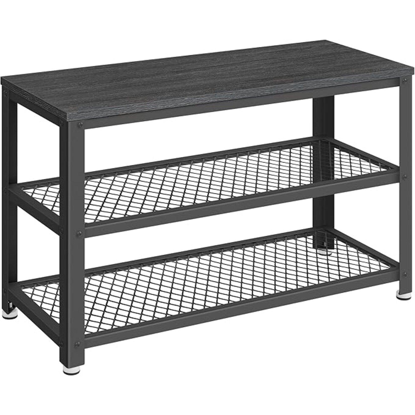 Parya Home Parya Home schoenenbank, schoenenrek met 2 roosterplanken, opbergruimte voor schoenen, 30 x 73 x 45 cm, voor entree, hal, woonkamer, metalen frame, industrieel design, ebbenhout zwart-zwart