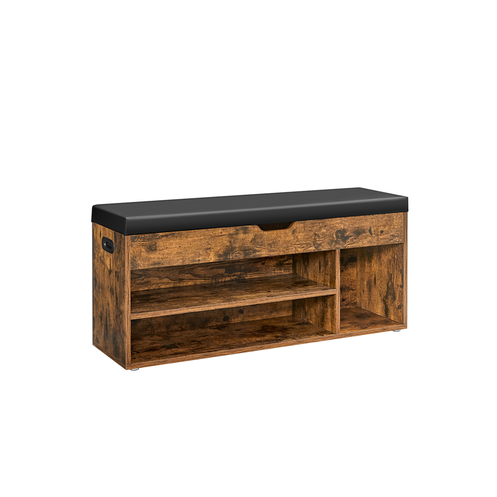 Parya Home Gevoerde schoenenbank, opbergbank, 3 vakken, verborgen opslag, planken, voor woonkamer, entree, slaapkamer, draagvermogen 150 kg, rustiek bruin