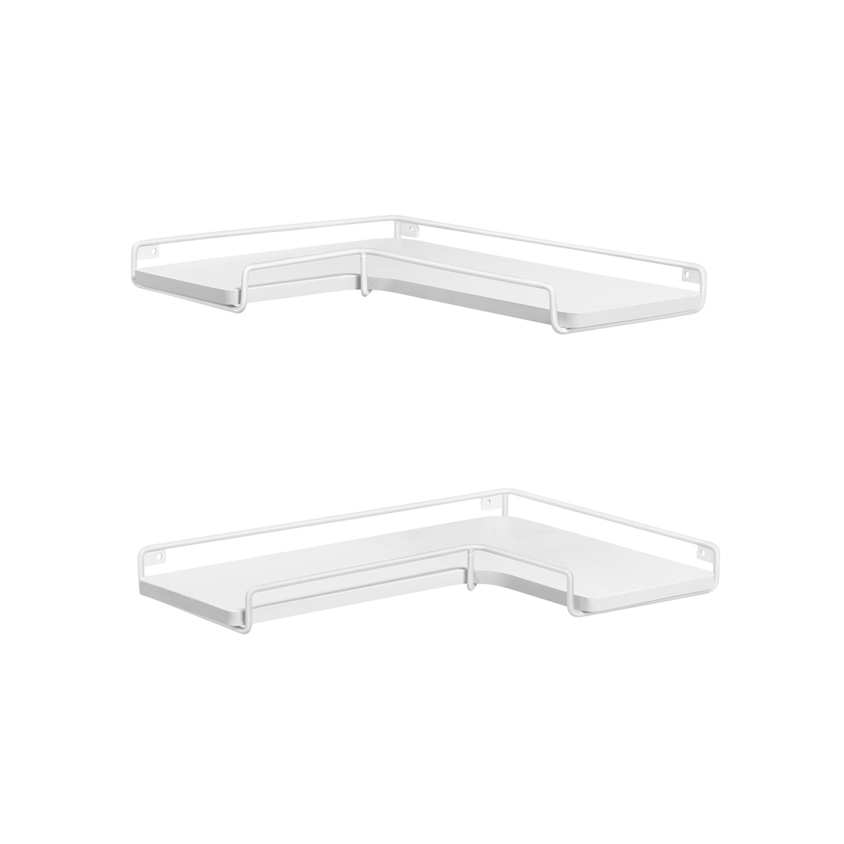 Parya Home zwevende planken, set van 2, L-vormige hoekplanken voor muur, industriële stijl hoekplank, voor woonkamer, slaapkamer of keuken, wit (Cloud White)