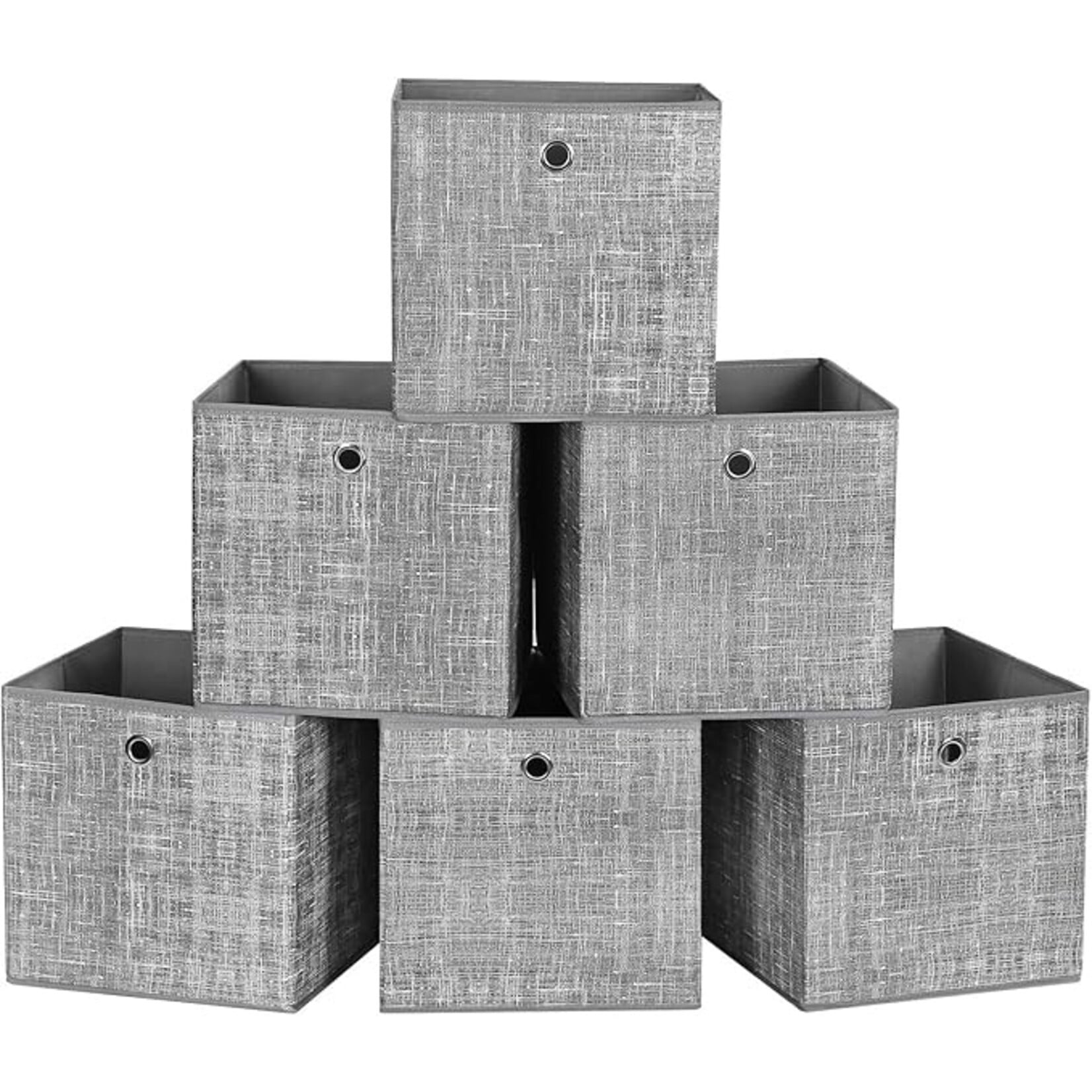 Parya Home Foldable storage boxes, 6 pieces, cubes, bins, baskets, boxes, made of non-woven fabric, 30 x 30 x 30 cm, for toys, clothes, heather gray