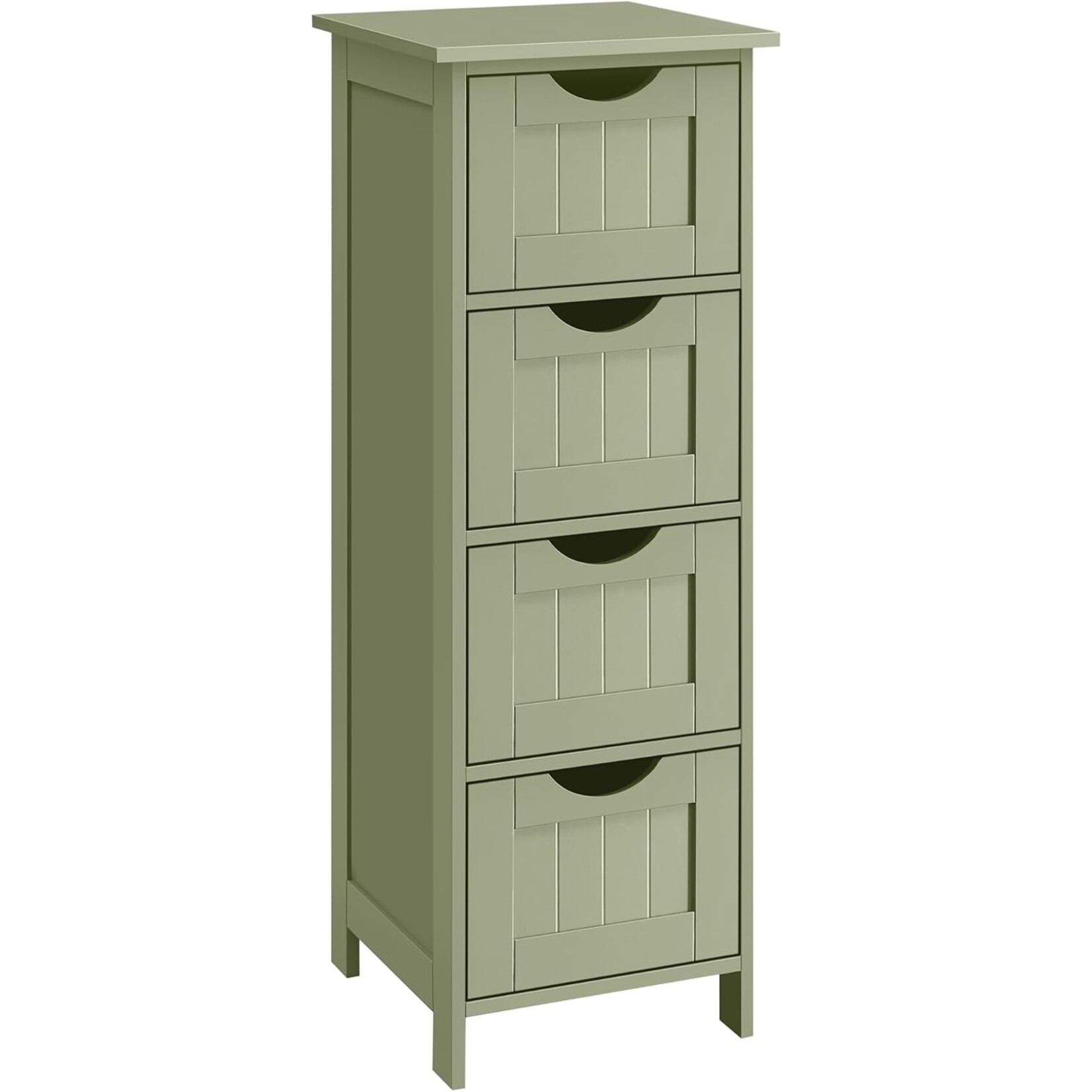 Parya Home Badkamerkast, badkamerkast, zijkast met 4 laden, 30 x 30 x 82 cm, voor badkamer, woonkamer, eetkamer, keuken, modern, lauriergroen