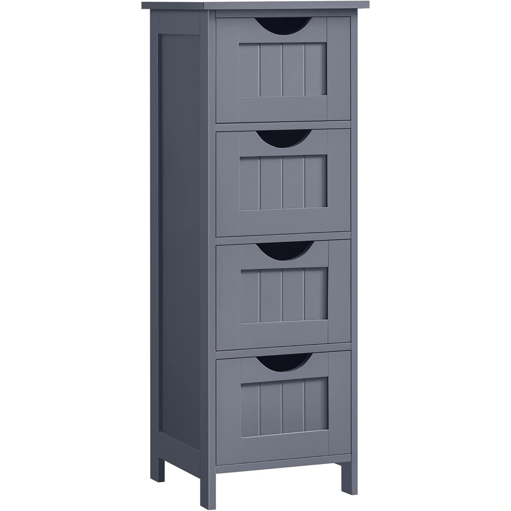 Parya Home Badkamerkast, badkamerkast, zijkast met 4 laden, 30 x 30 x 82 cm, voor badkamer, woonkamer, eetkamer, keuken, modern, grijs