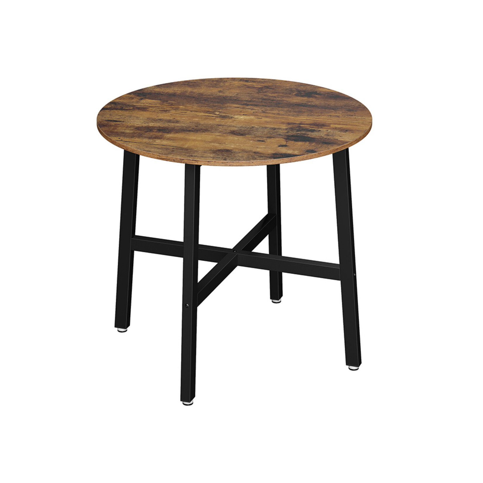 Parya Home Dining table, round kitchen table, for living room, office, 80 x 75 cm (diameter x height), industrial style, rustic brown and black