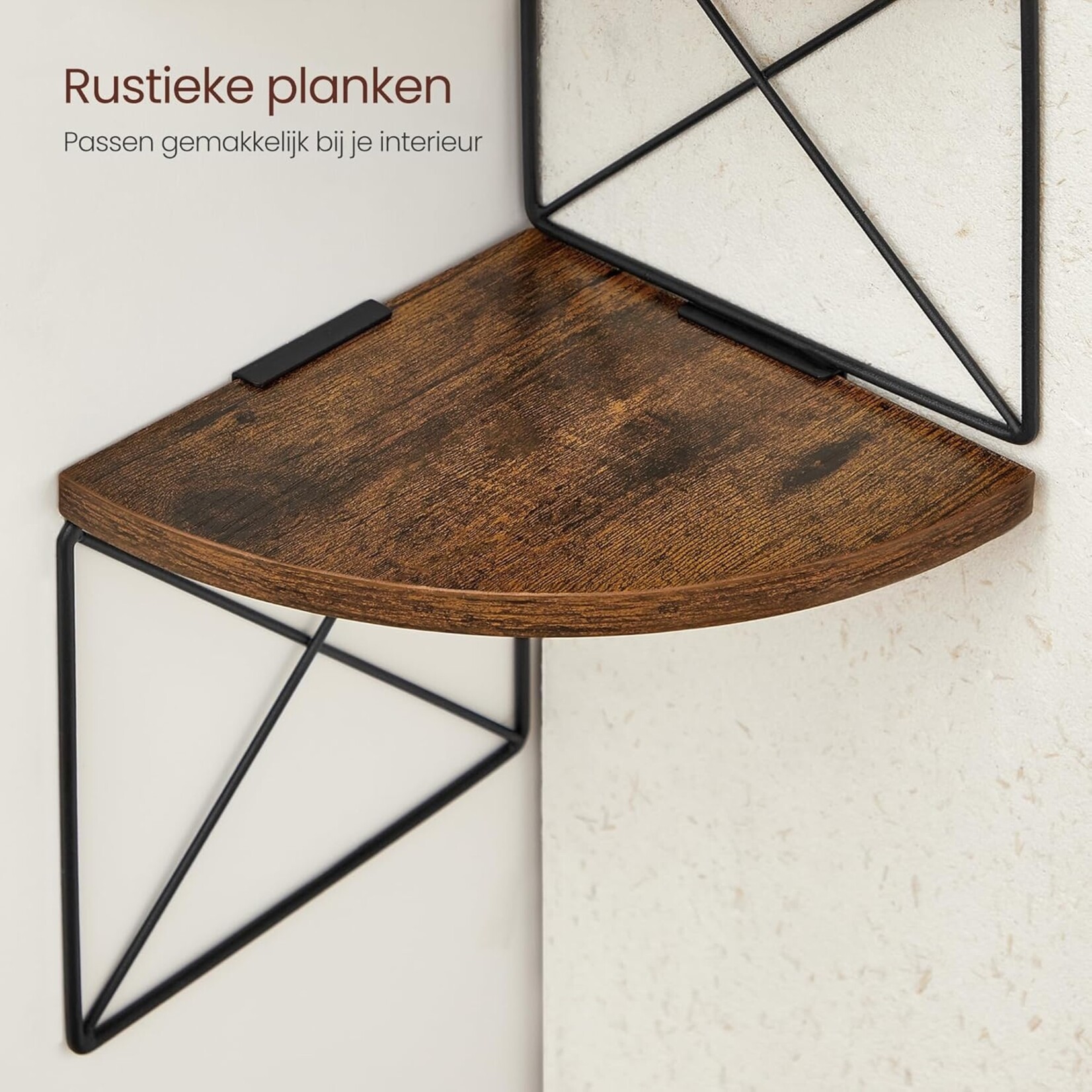 Parya Home Hoekplank, boekenkast met zigzagdesign, 5 lagen, ‎20 x 20 x 127,5 cm, voor slaapkamer, studeerkamer, woonkamer, vintage bruinzwart