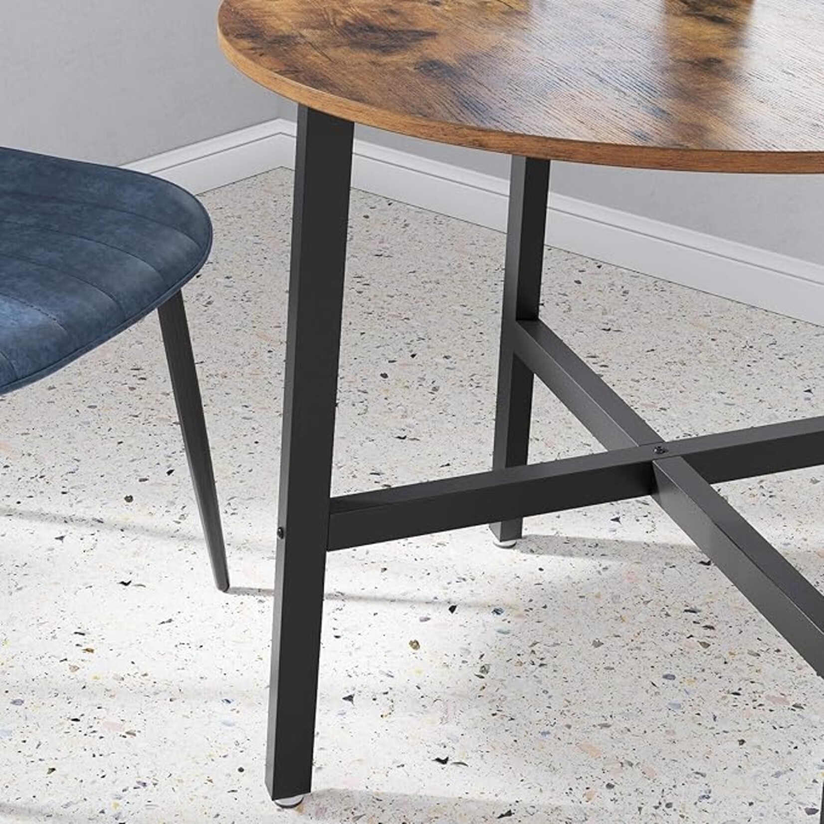 Parya Home Parya Home Eettafel, ronde keukentafel, voor woonkamer, kantoor, 80 x 75 cm (diameter x hoogte), industriële stijl, rustiek bruin en zwart