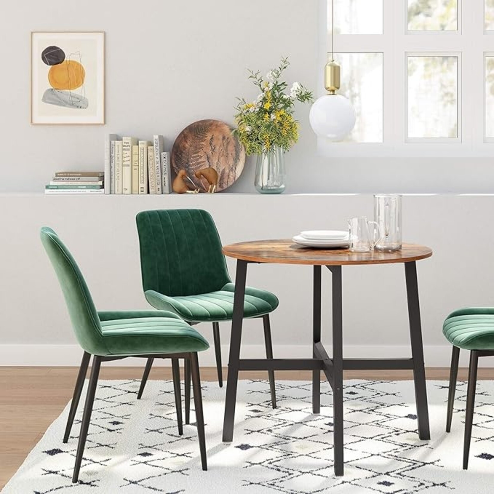 Parya Home Dining table, round kitchen table, for living room, office, 80 x 75 cm (diameter x height), industrial style, rustic brown and black