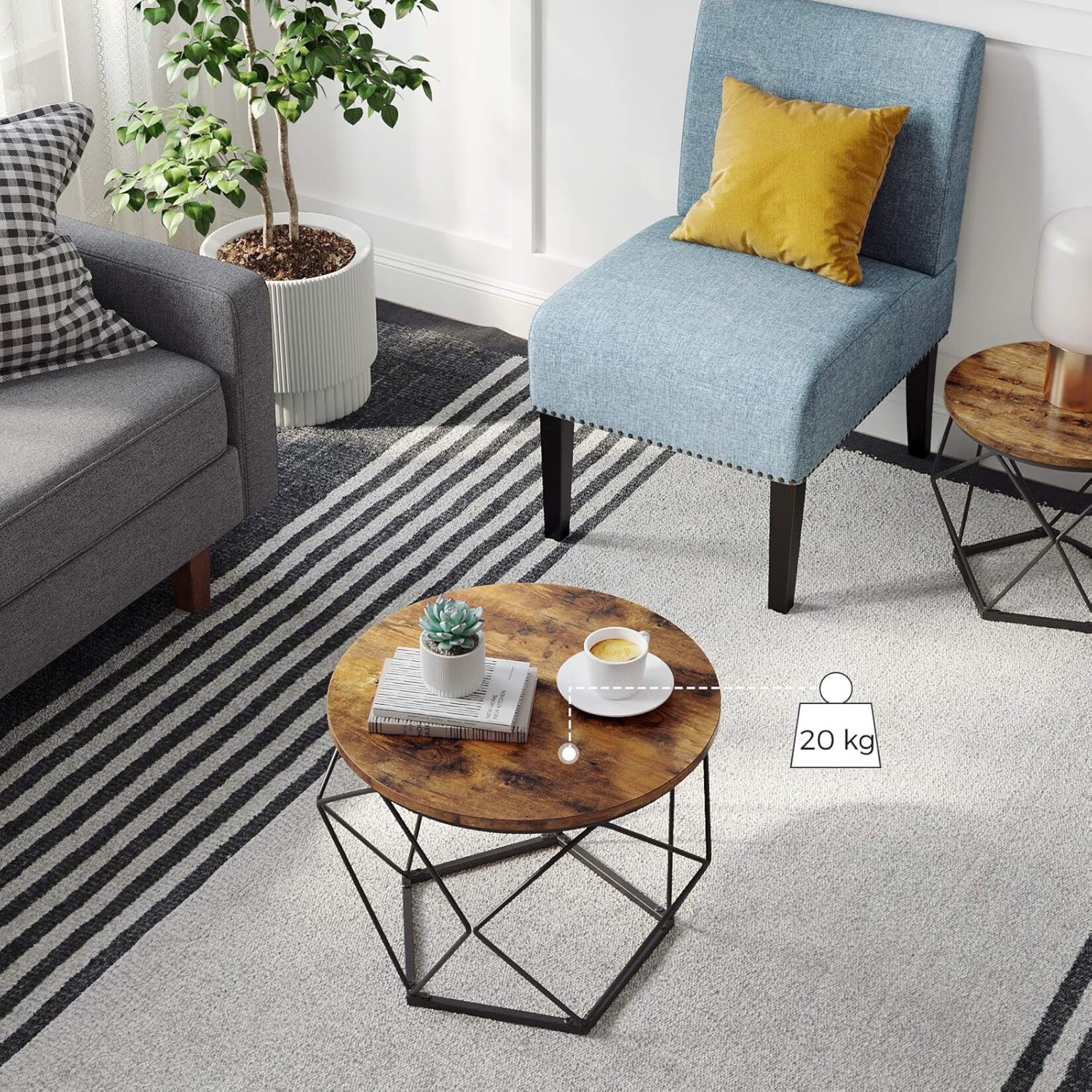 Parya Home Parya Home 2 side tables, chipboard, steel, rustic brown + black