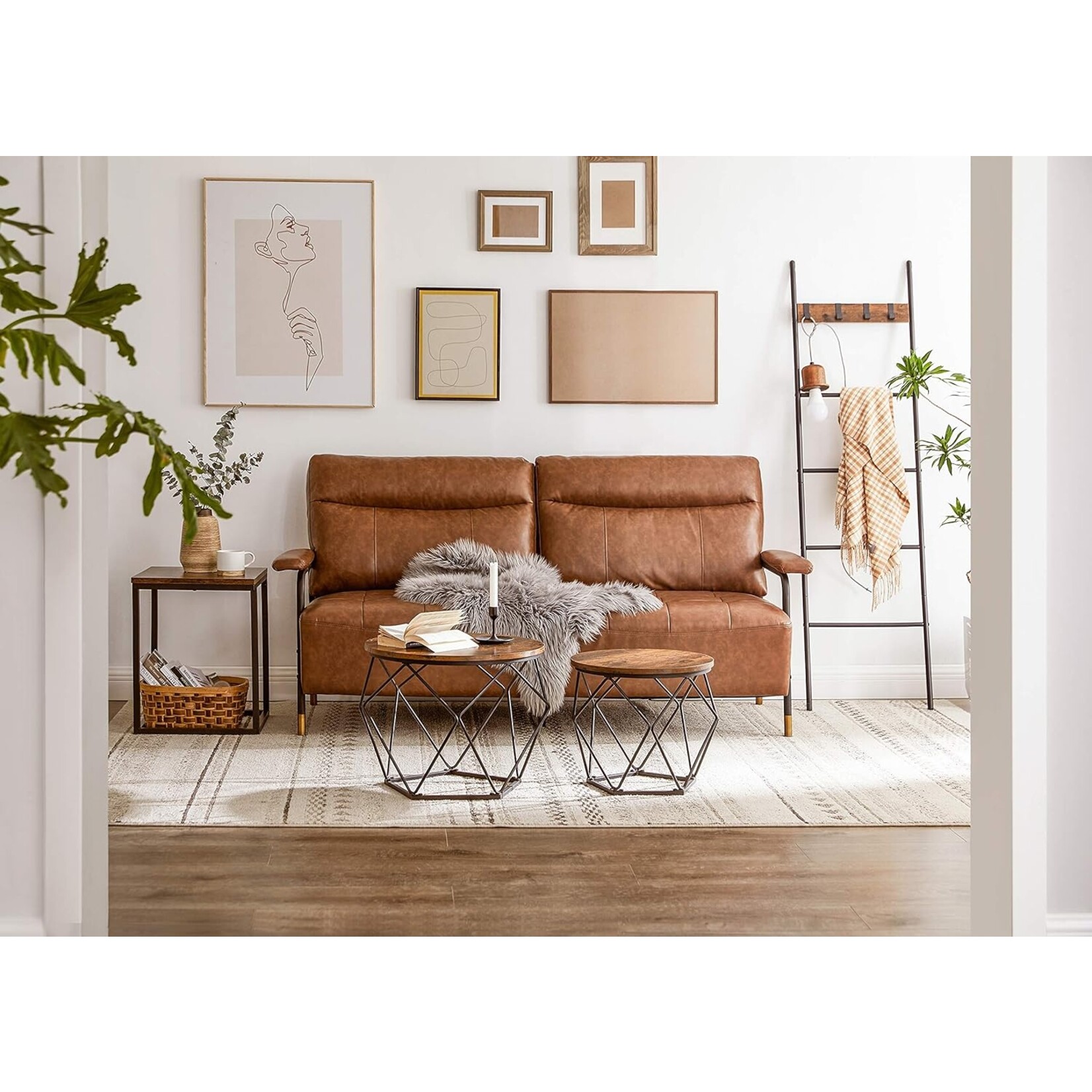 Parya Home Parya Home 2 side tables, chipboard, steel, rustic brown + black