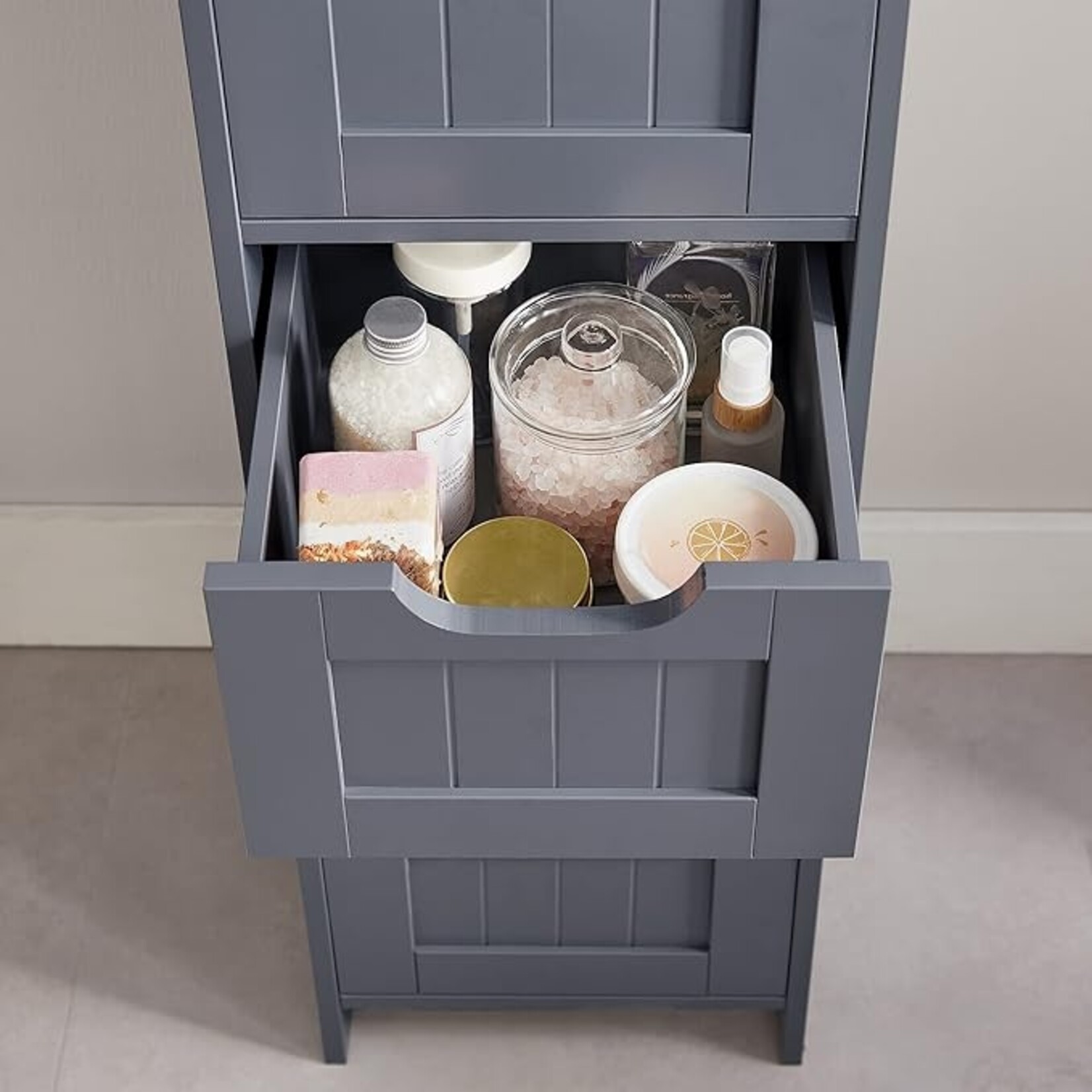 Parya Home Parya Home bathroom cabinet, bathroom cabinet, side cabinet with 4 drawers, 30 x 30 x 82 cm, for bathroom, living room, dining room, kitchen, modern, gray