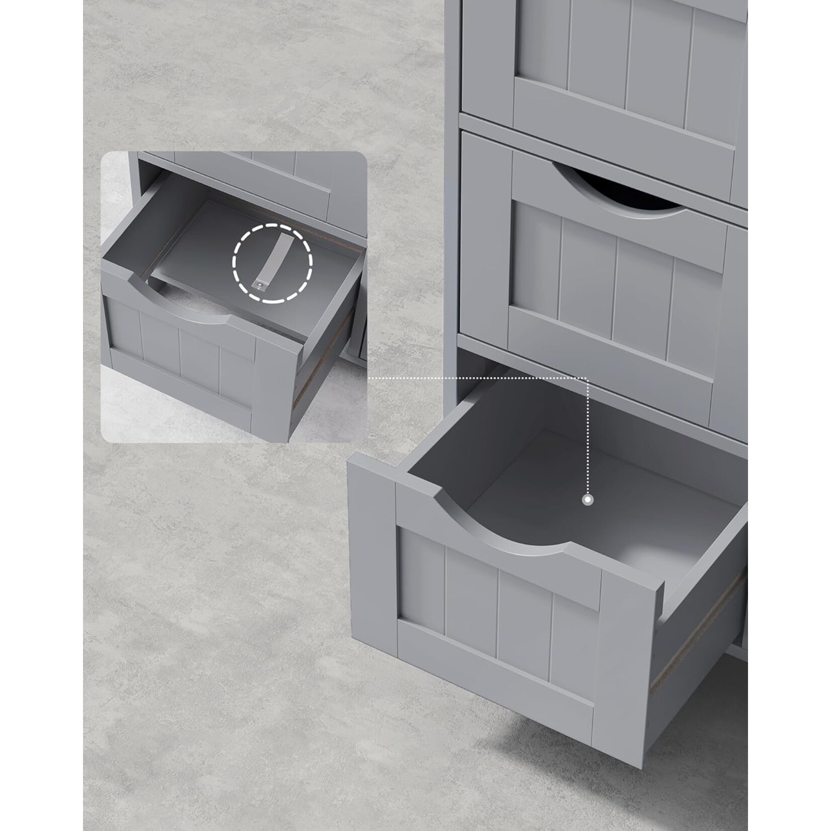 Parya Home Parya Home Badkamerkast, badkamerkast, zijkast met 4 laden, 30 x 30 x 82 cm, voor badkamer, woonkamer, eetkamer, keuken, modern, mat grijs