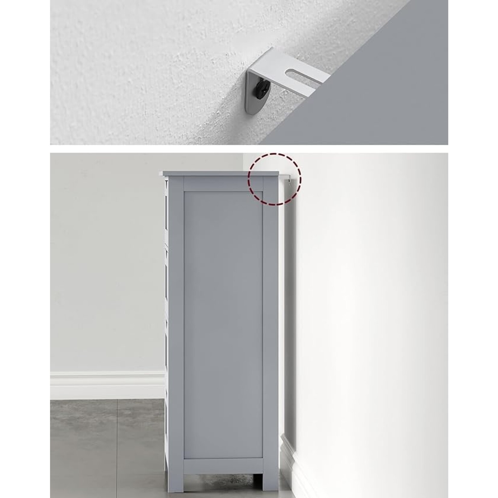 Parya Home Parya Home Badkamerkast, badkamerkast, zijkast met 4 laden, 30 x 30 x 82 cm, voor badkamer, woonkamer, eetkamer, keuken, modern, mat grijs