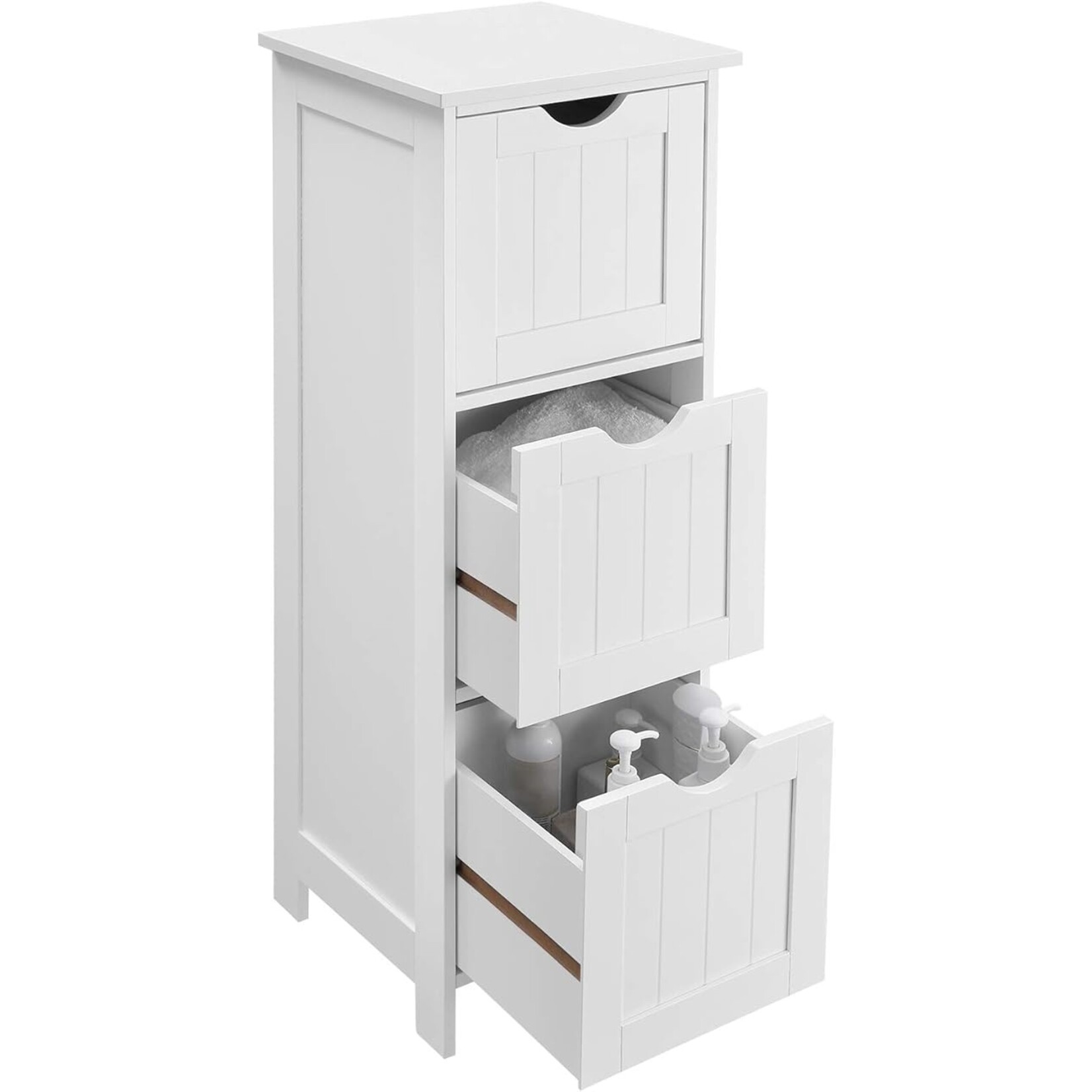 Parya Home Bathroom cabinet, bathroom cupboard, side cabinet with 4 drawers, 30 x 30 x 82 cm, for bathroom, living room, dining room, kitchen, modern, matt white