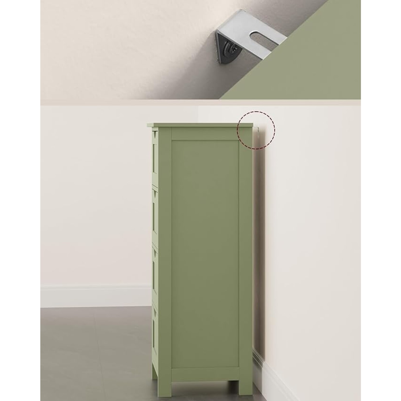 Parya Home Badkamerkast, badkamerkast, zijkast met 4 laden, 30 x 30 x 82 cm, voor badkamer, woonkamer, eetkamer, keuken, modern, lauriergroen