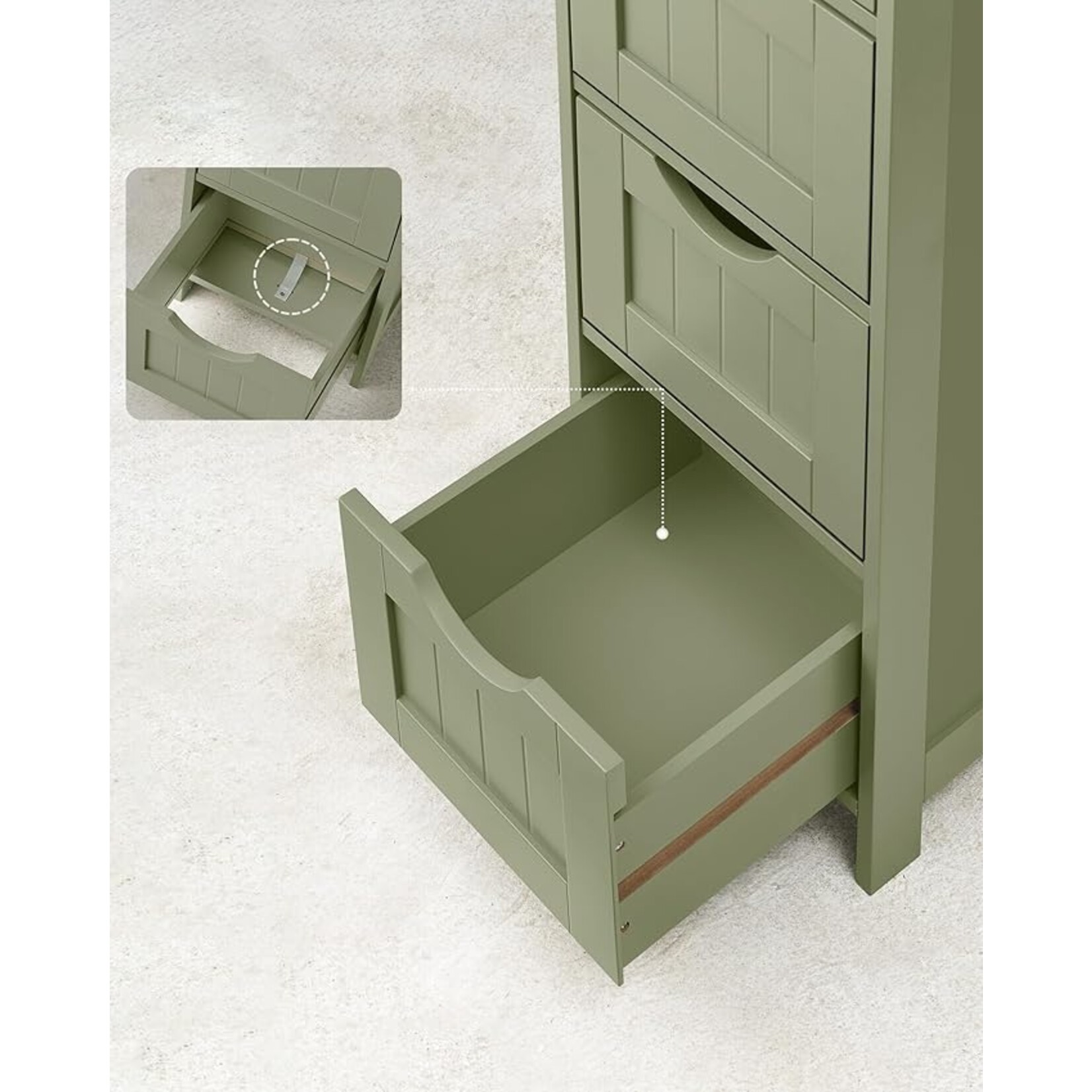 Parya Home Bathroom cabinet, bathroom cabinet, side cabinet with 4 drawers, 30 x 30 x 82 cm, for bathroom, living room, dining room, kitchen, modern, laurel green
