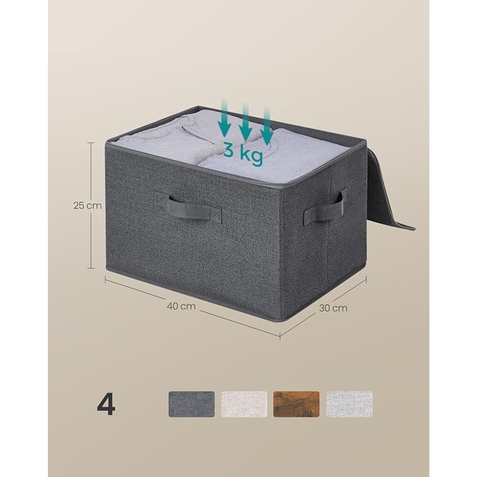 Parya Home Opvouwbare opbergdozen, 6 stuks, kubussen, bakken, manden, kisten, van vliesstof, 30 x 30 x 30 cm, voor speelgoed, kleding, grijs gemêleerd