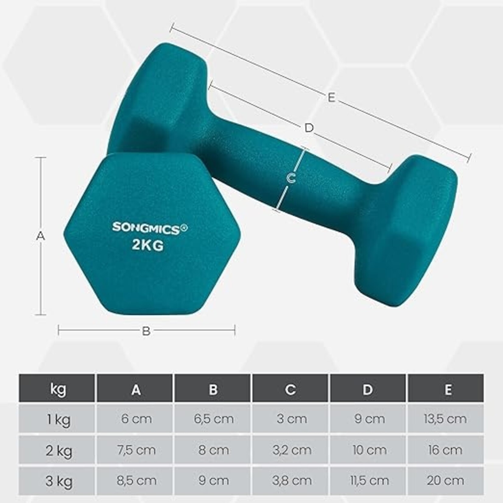 Parya Home Parya Home Weight Set, 3 pairs, 2 x 1 kg, 2 x 2 kg, 2 x 3 kg, storage stand, gym, strength training, non-slip neoprene coating