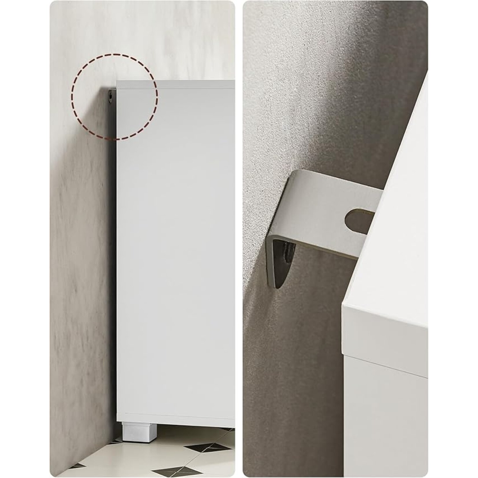 Parya Home Parya Home Onderkast, Badkamerkast met 3 laden, 2 compartimenten achter de deur, 30 x 70 x 64 cm, Wit