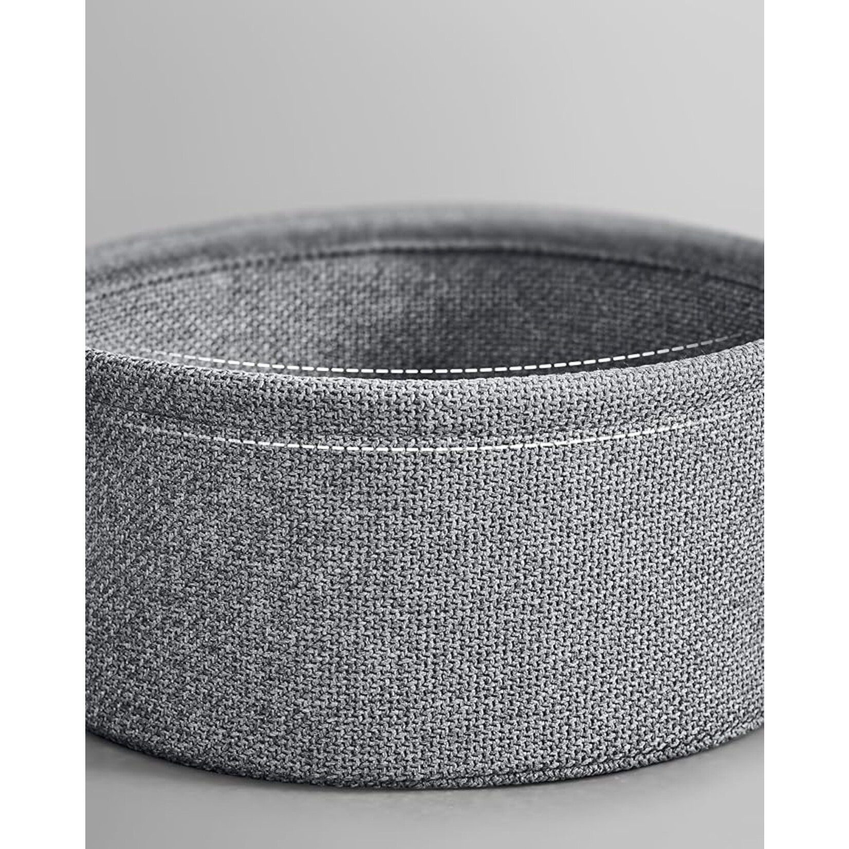 Parya Home round coffee table, table with storage space, side table, living room table with fabric basket, modern, metal frame, Ink Black-slate grey