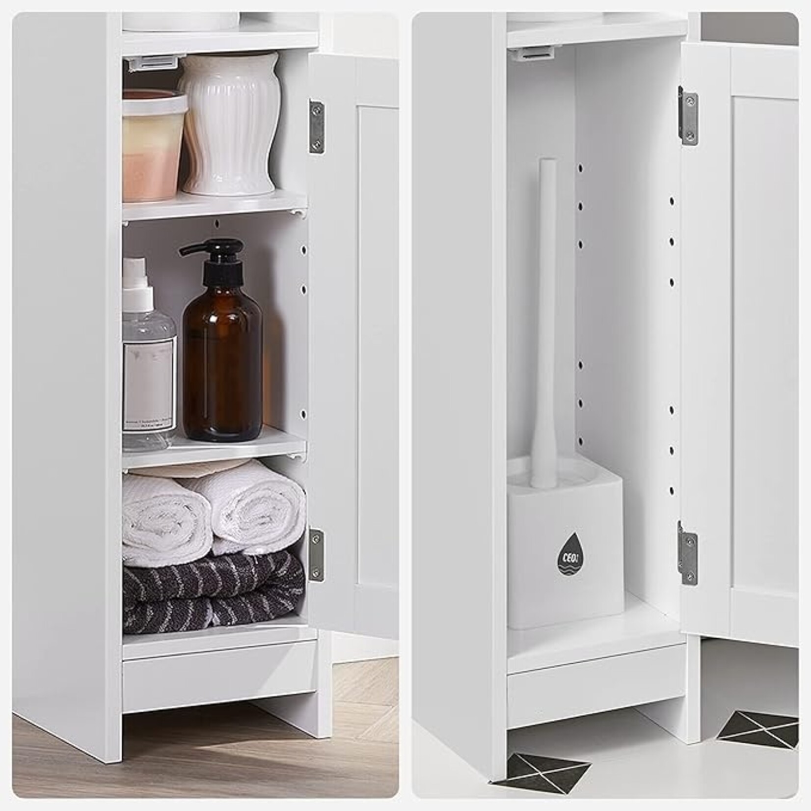 Parya Home Parya Home toiletkast, badkamermeubel, badkamerkast, smalle badkamerplank, verstelbare planken, ruimtebesparend, eenvoudige montage, wit