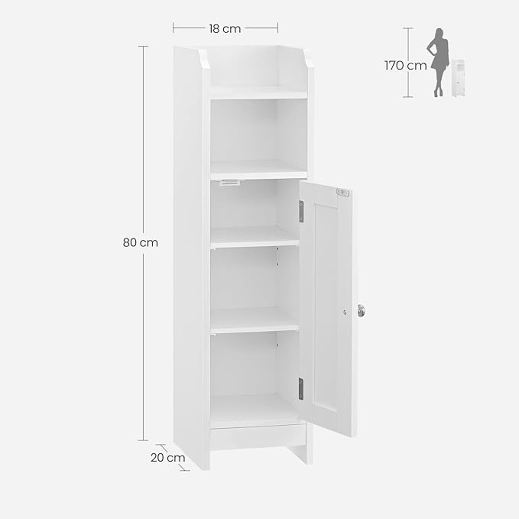 Parya Home Parya Home bathroom cabinet, bathroom furniture, bathroom cupboard, narrow bathroom shelf, adjustable shelves, space-saving, easy assembly, white