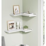Parya Home zwevende planken, set van 2, L-vormige hoekplanken voor muur, industriële stijl hoekplank, voor woonkamer, slaapkamer of keuken, wit )