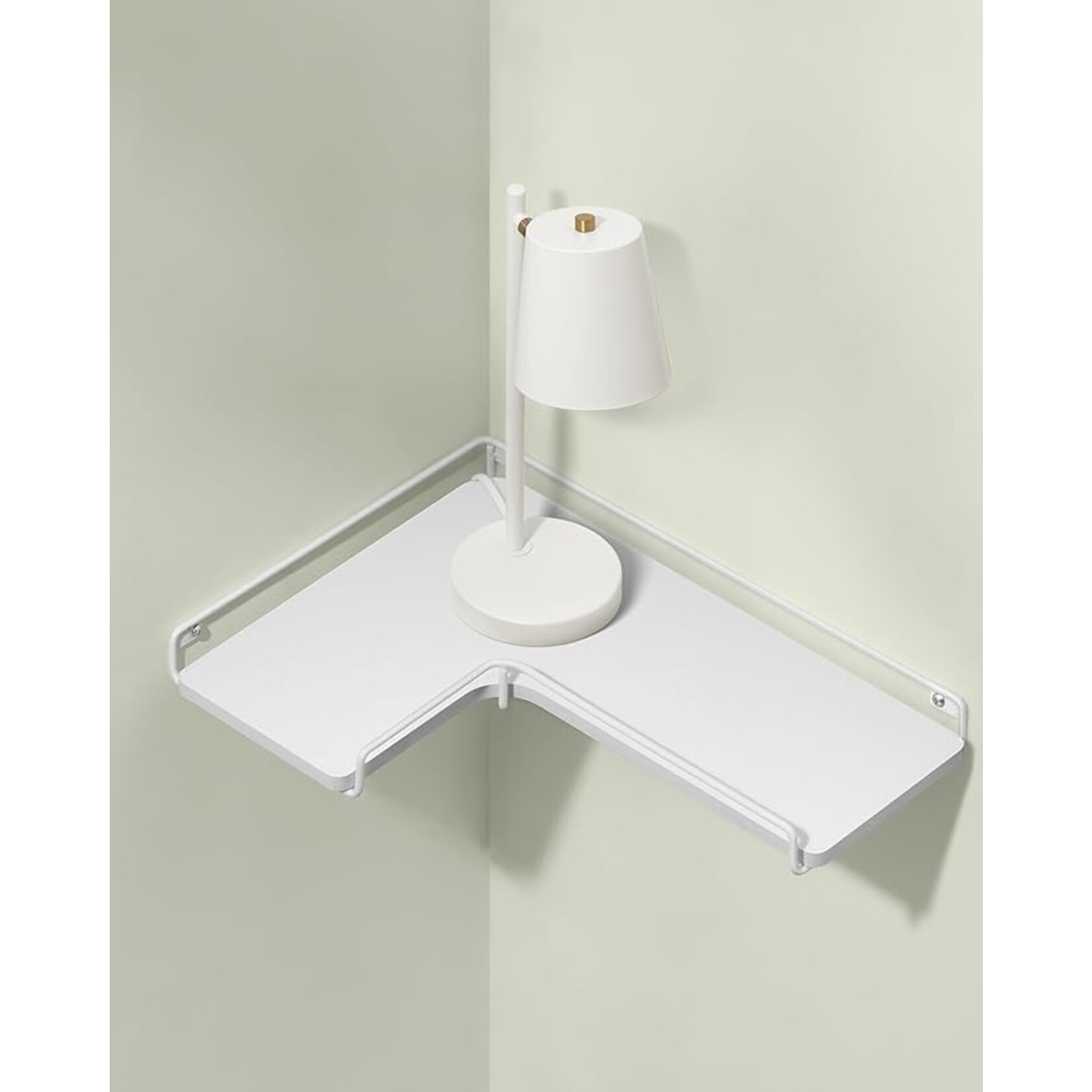 Parya Home zwevende planken, set van 2, L-vormige hoekplanken voor muur, industriële stijl hoekplank, voor woonkamer, slaapkamer of keuken, wit (Cloud White)