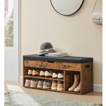 Parya Home Parya Home Padded shoe bench, storage bench, 3 compartments, hidden storage, shelves, for living room, entrance, bedroom, load capacity 150 kg, rustic brown