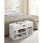 Parya Home shoe bench with seat cushion, 3 compartments chest, bench for storing shoes with seat, 2 steps, hallway furniture, white maximum load 150 kg