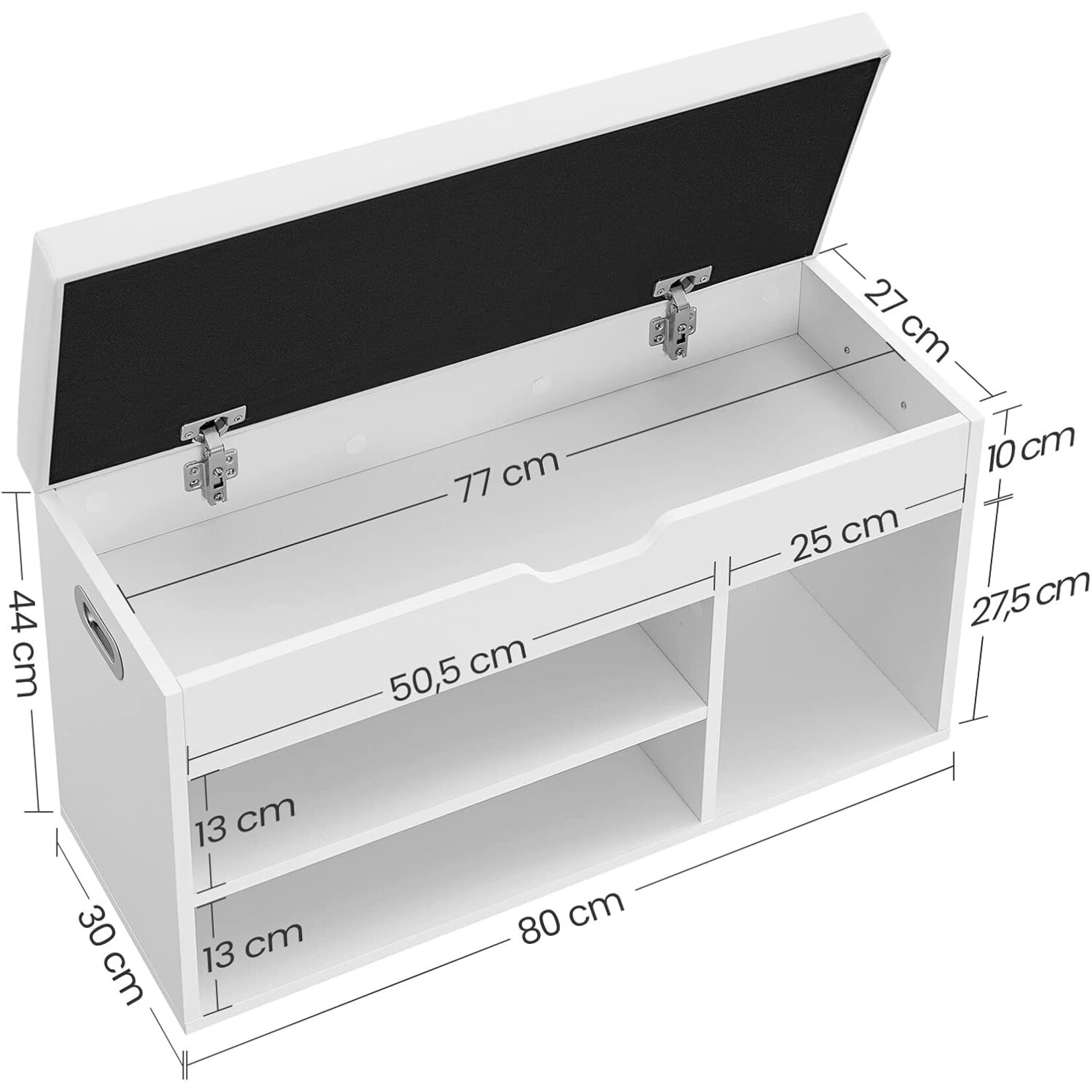 Parya Home Parya Home shoe bench with seat cushion, 3 compartments chest, bench for storing shoes with seat, 2 steps, hallway furniture, white maximum load 150 kg