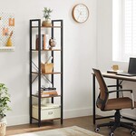 Parya Home Storage Rack met stalen frame, voor woonkamer, kantoor, studie, hal, industriële stijl, rustiek bruin en zwart