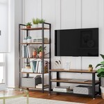 Parya Home Para Home bookcase with steel frame, for living room, office, study, hall, industrial style, rustic brown and black