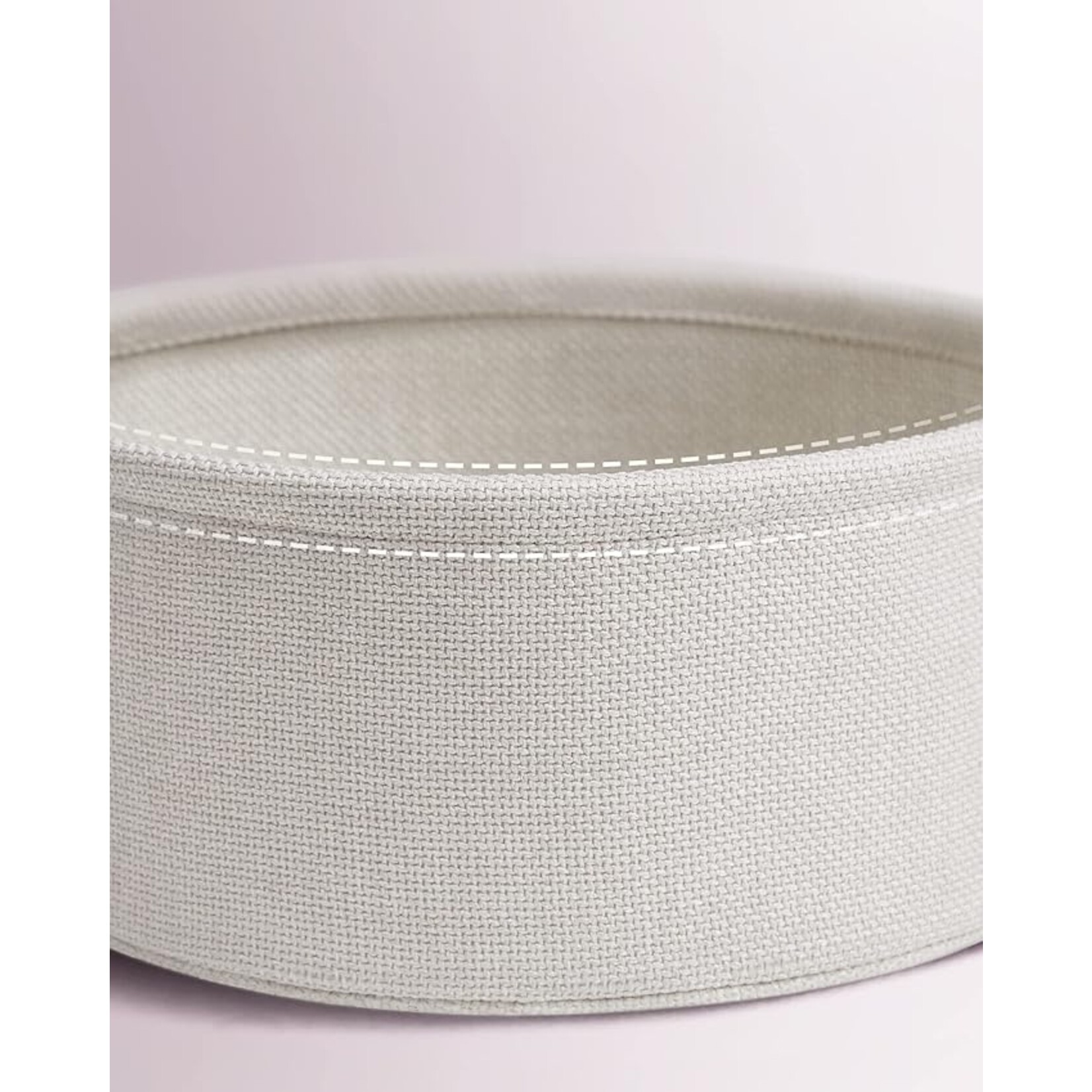 Parya Home Parya Home  round side table, small table, small coffee table, living room table, fabric basket, storage space for living room bedroom, modern bedside table, pastel pink-cream white