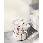 Parya Home Small round coffee table, side table with fabric basket, storage space, for living room