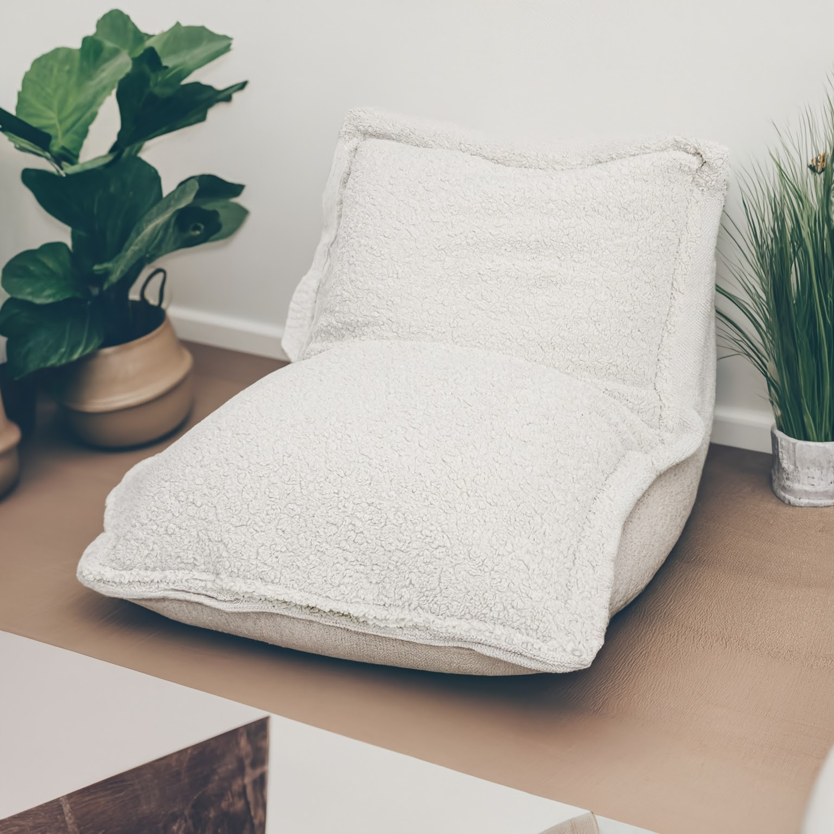 Bobbel Home BobbelHome - sfeervolle zitzak / zitkussen - 100 X 150 cm - Teddy - Ecru