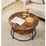 Parya Home Salontafel rond, Woonkamertafel, Sofatafel met plank