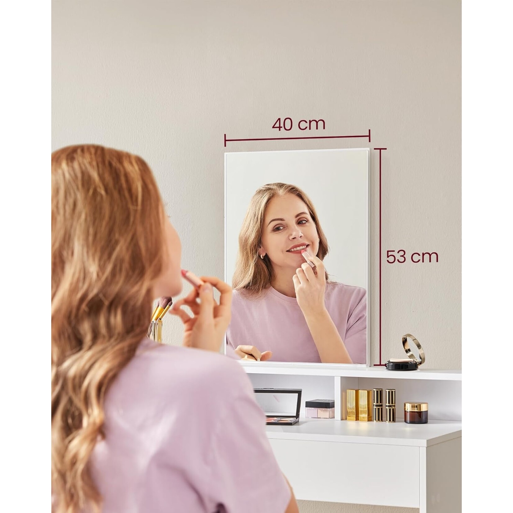 Bobbel Home Bobbel Home - Dressing table with rectangular mirror - With 2 drawers & 3 open compartments - White