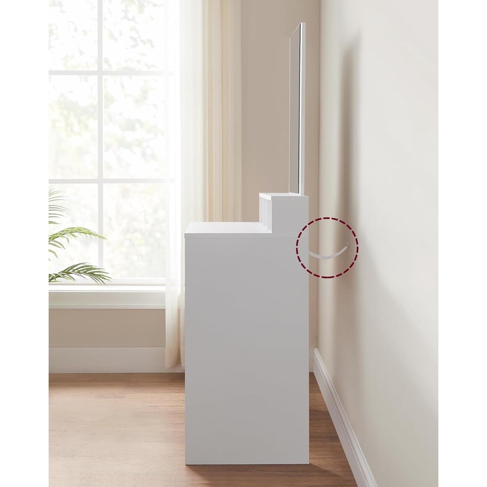 Bobbel Home Bobbel Home - Dressing table with rectangular mirror - With 2 drawers & 3 open compartments - White