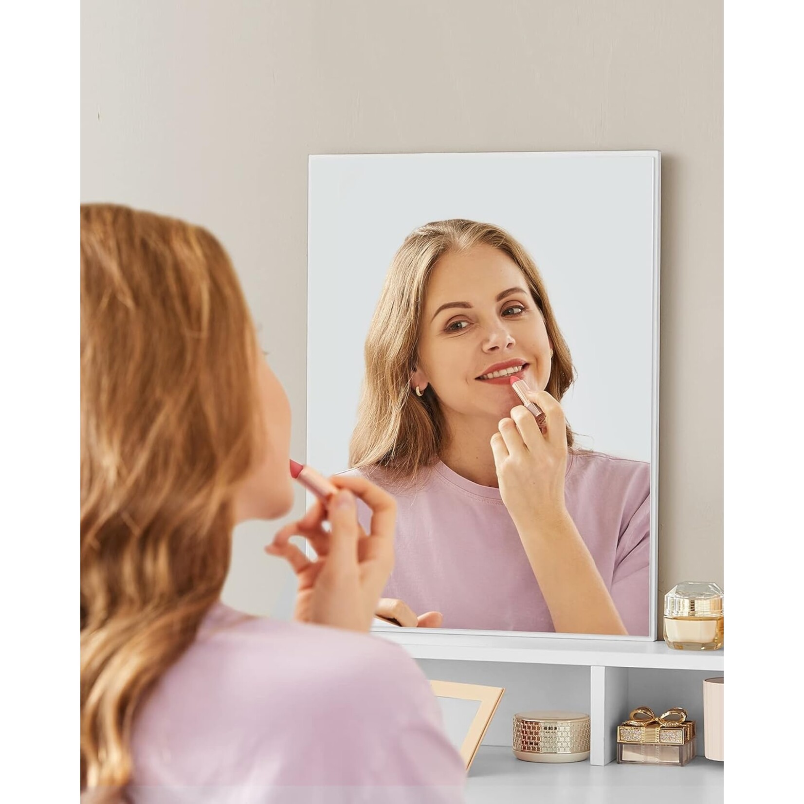 Bobbel Home Bobbel Home - Dressing table with rectangular mirror - With 2 drawers & 3 open compartments - White