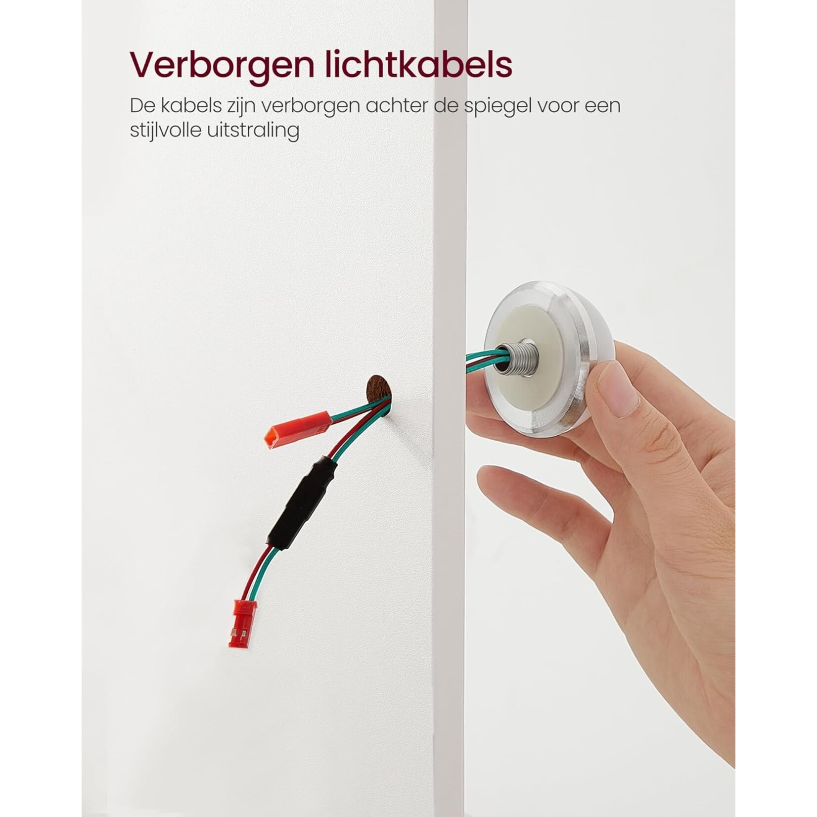 Bobbel Home Bobbel Home - Witte Kaptafel - Rechthoekige spiegel - Gloeilampen - 2 lades en 3 open vakken - Wit