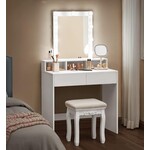 Bobbel Home Bobbel Home - White Dressing table - Rectangular mirror - Light bulbs - 2 drawers and 3 open compartments - White