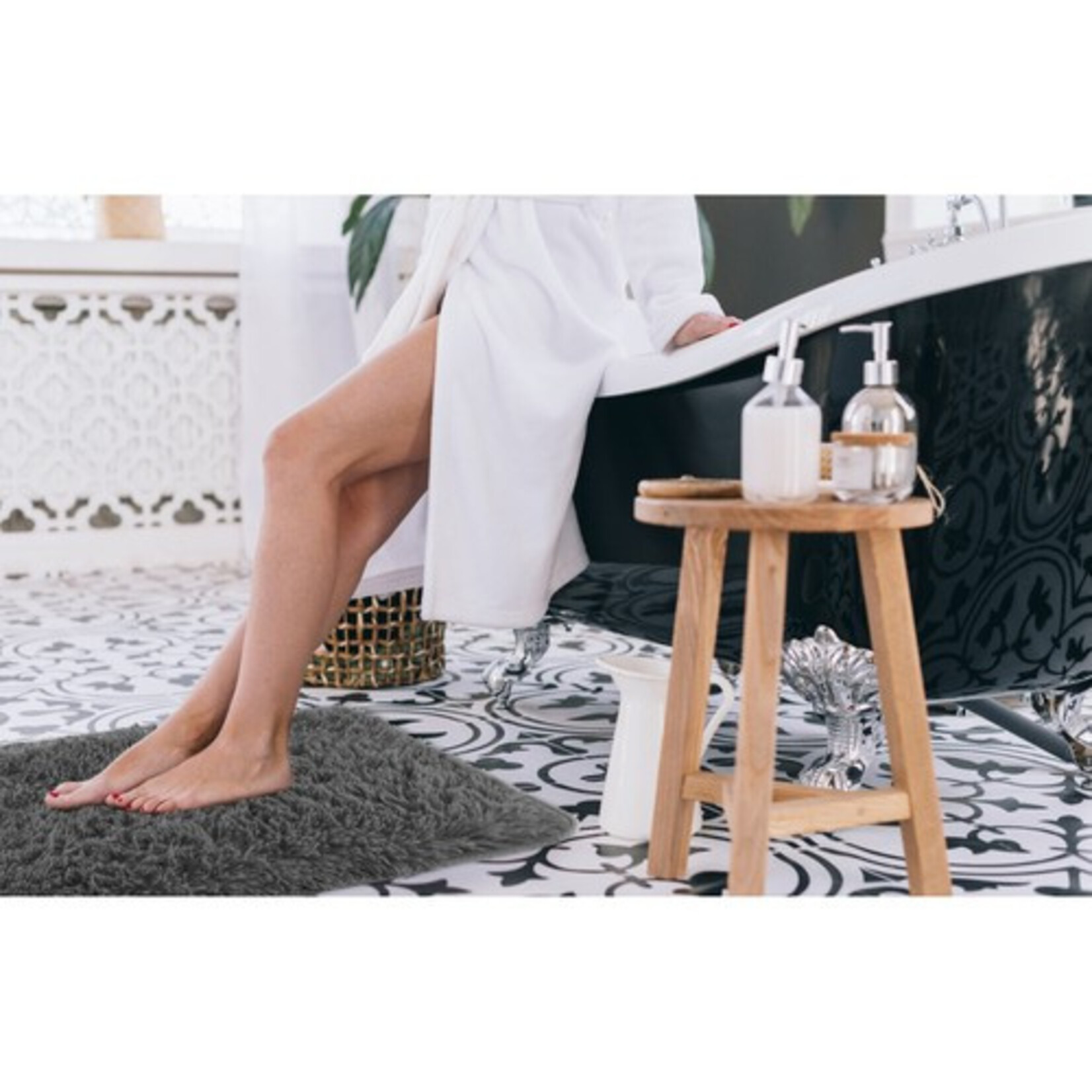 Parya Home Badkamer mat set - Complete 3-delige Badkamerset met Antislip - Grijs