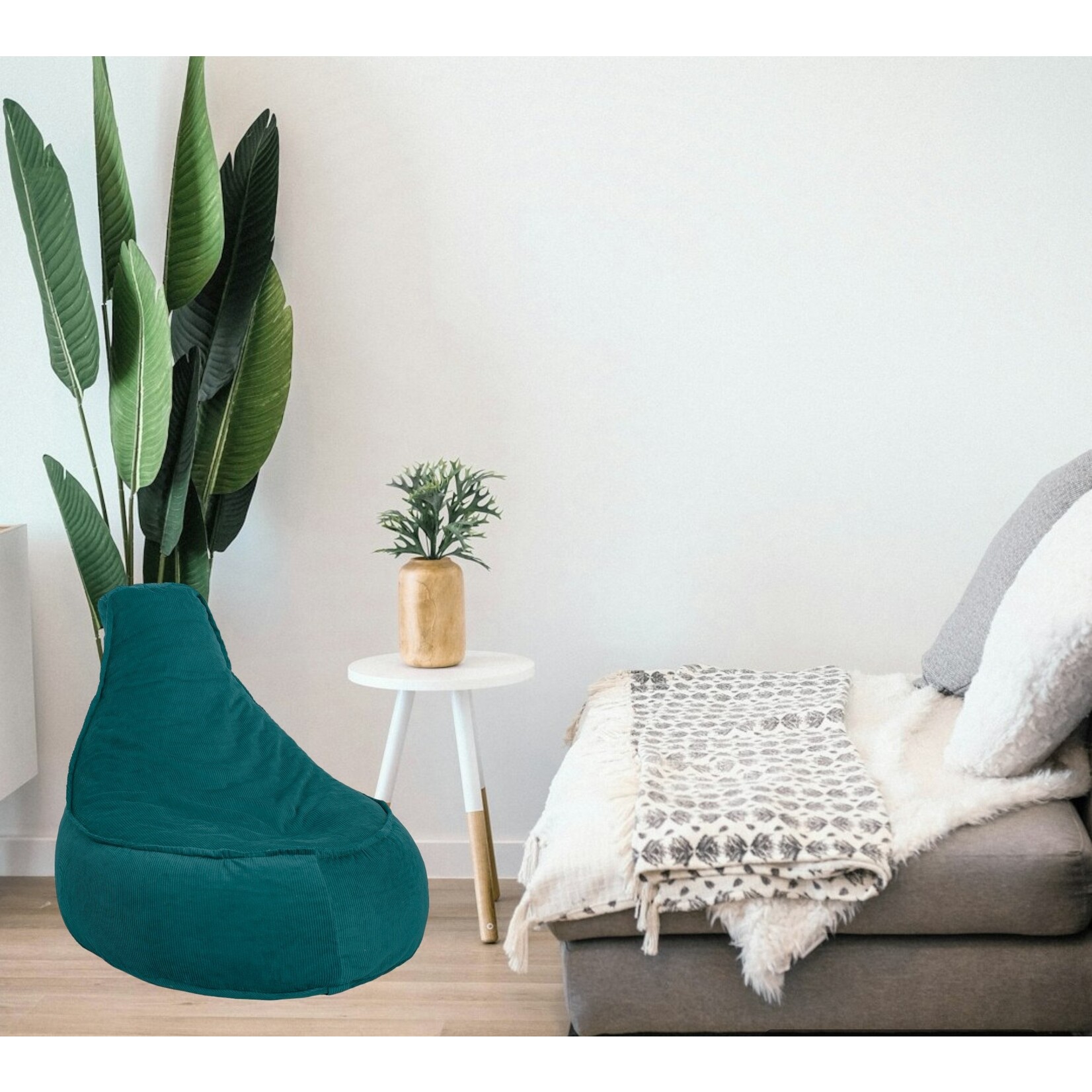 Bobbel Home Bobbel Home - Seat Bag Chair Shape - Santiago - Rib Fabric - Seat Chair - Junior - 100 liters - Curduroy - For Indoor - Petrol