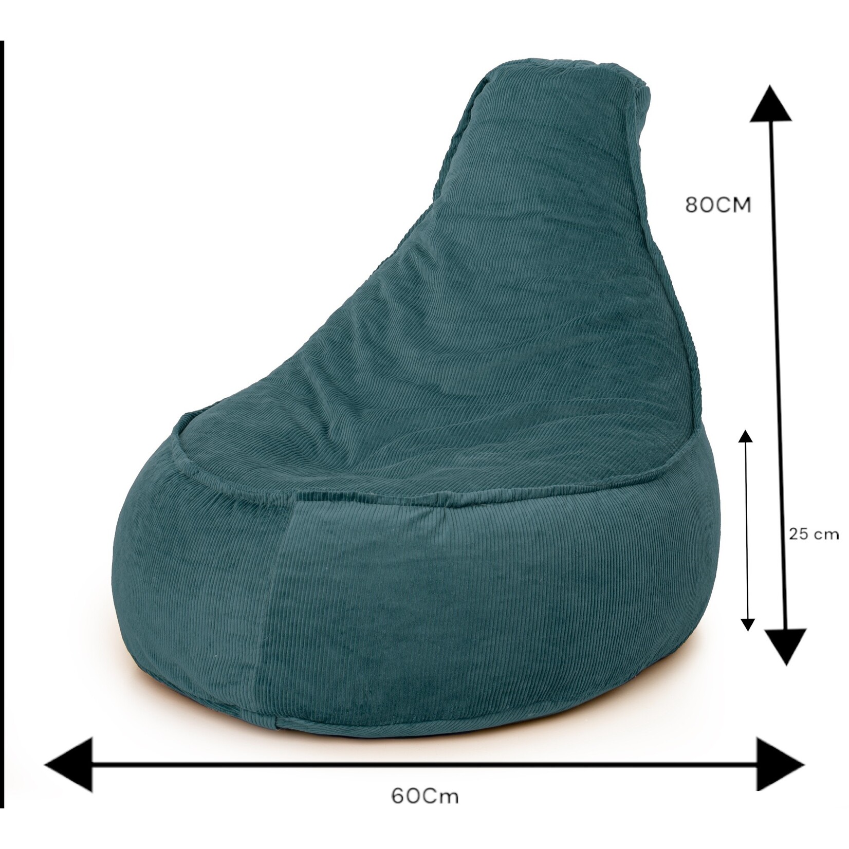 Drop & Sit - Stoel Zitzak Ribstof - Petrol - Junior - Voor Binnen