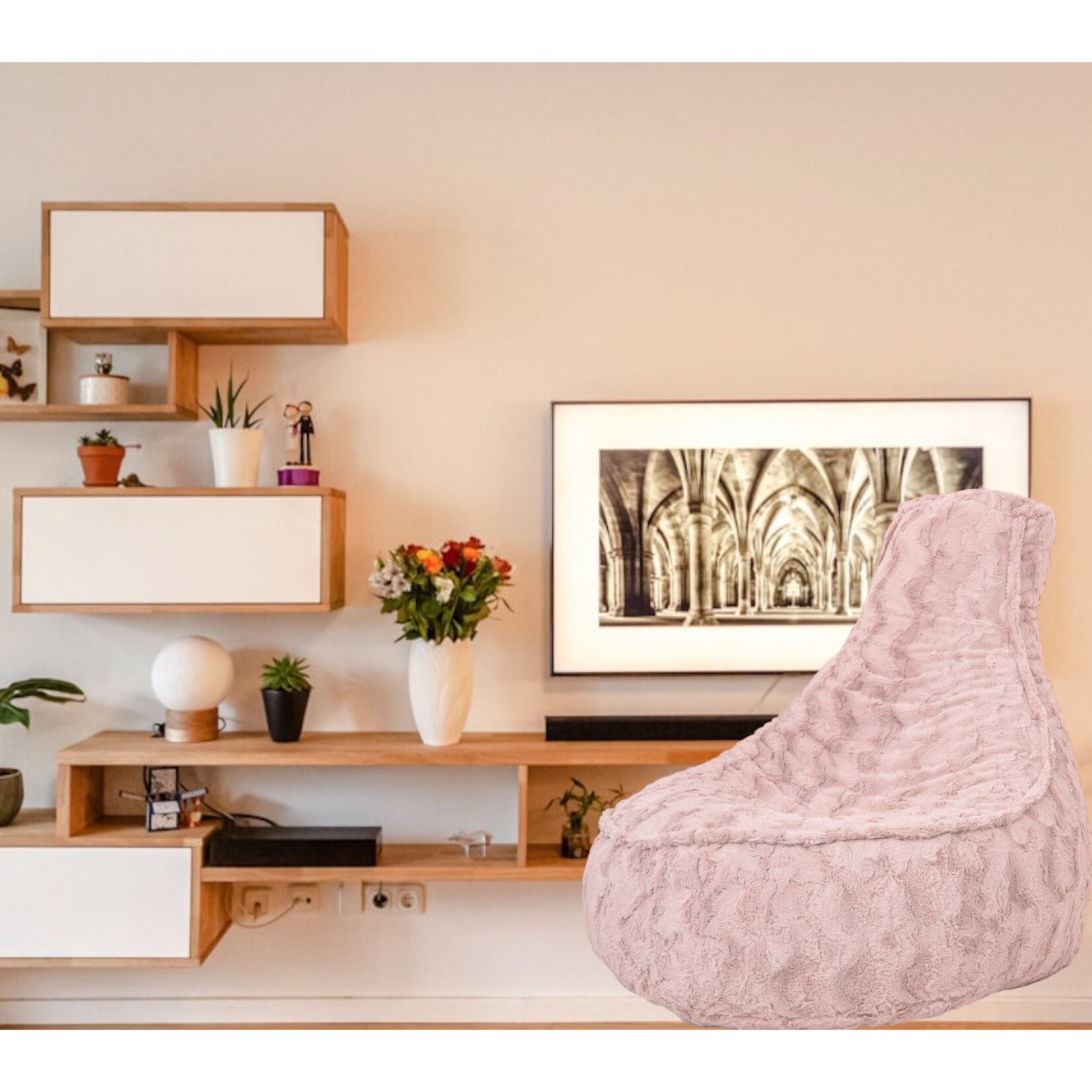 Chair Beanbag Fur - Pink - Senior